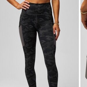 Fabletics Dark Camo Leggings W/ Mesh Panel